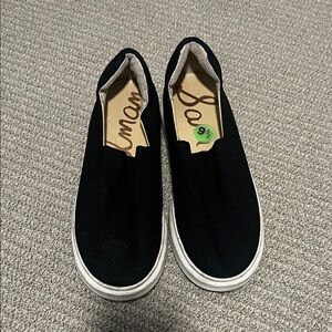 SAM Black and White Men's Slip-On Loafers